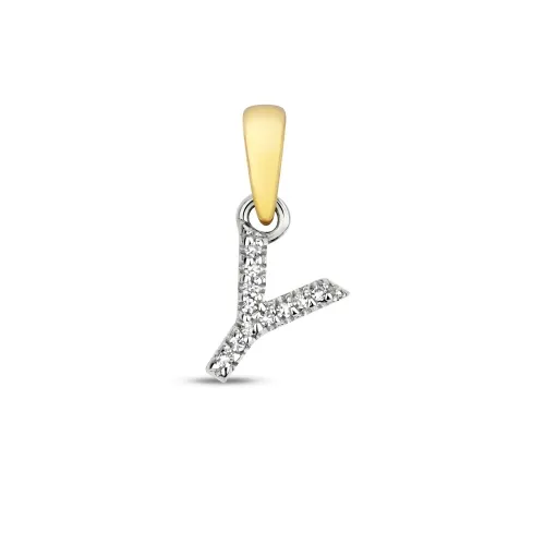 Y Diamond Initial Pendent 0.02ct 0.30g - 9ct Yellow Gold 